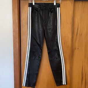 NWOT rag & bone | Black 100% Lamb Leather Jeans/Pants w/ White Stripes - Size 27